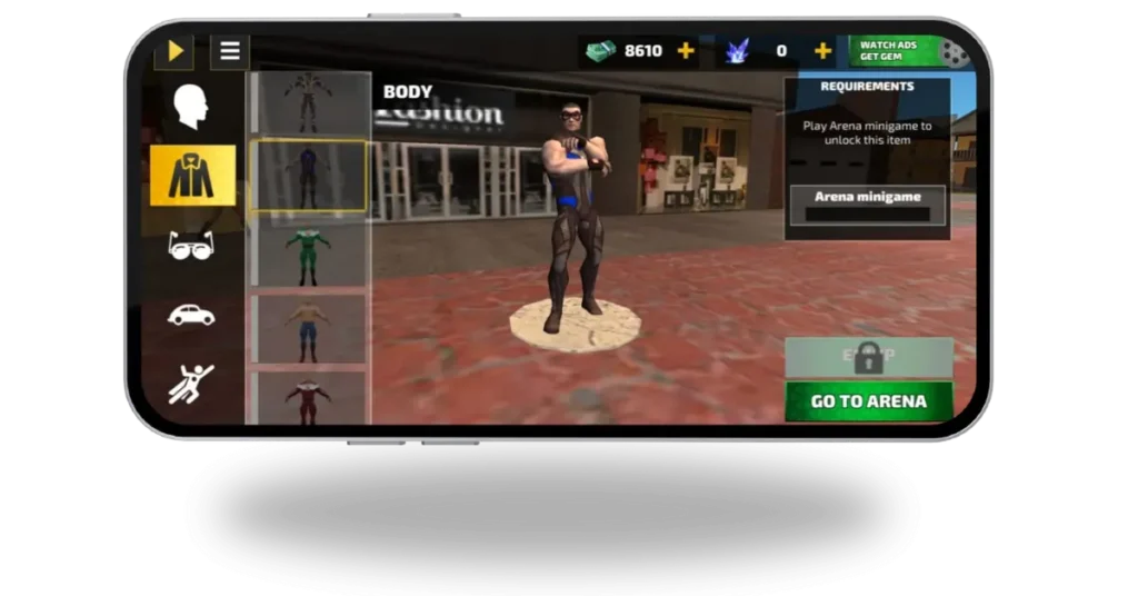 Customization Options in Rope Hero Vice Town APK