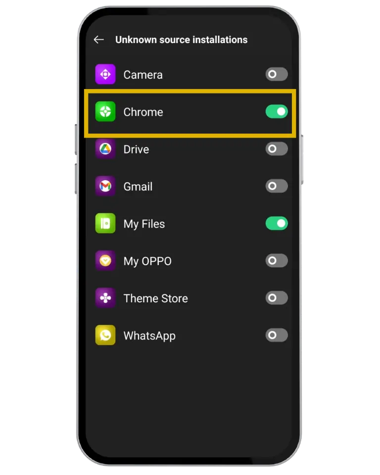 Enabling unknown sources to install the apps